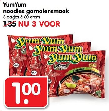 Aanbiedingen Yumyum noodles garnalensmaak - Yum Yum - Geldig van 13/10/2016 tot 15/10/2016 bij Em-té