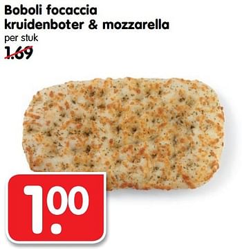 Aanbiedingen Boboli focaccia kruidenboter + mozzarella - Boboli - Geldig van 13/10/2016 tot 15/10/2016 bij Em-té