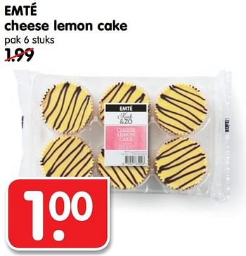 Aanbiedingen Emté cheese lemon cake - Huismerk - Em-té - Geldig van 13/10/2016 tot 15/10/2016 bij Em-té