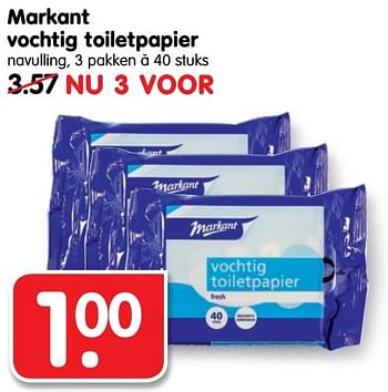 Aanbiedingen Markant vochtig toiletpapier - Markant - Geldig van 13/10/2016 tot 15/10/2016 bij Em-té