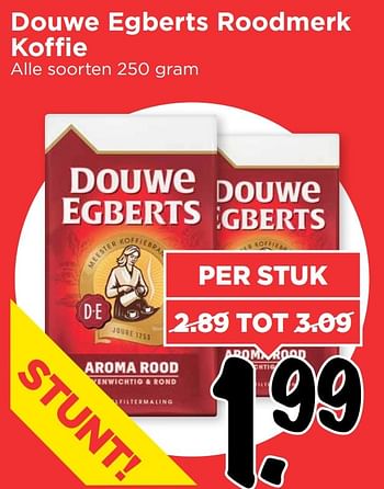 Aanbiedingen Douwe egberts roodmerk koffie - Douwe Egberts - Geldig van 13/10/2016 tot 15/10/2016 bij Vomar