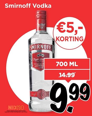 Aanbiedingen Smirnoff vodka - Smirnoff - Geldig van 13/10/2016 tot 15/10/2016 bij Vomar