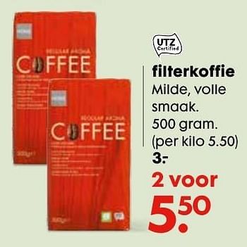 Aanbiedingen Filterkoffie milde, volle smaak - Huismerk - Hema - Geldig van 03/10/2016 tot 16/10/2016 bij Hema