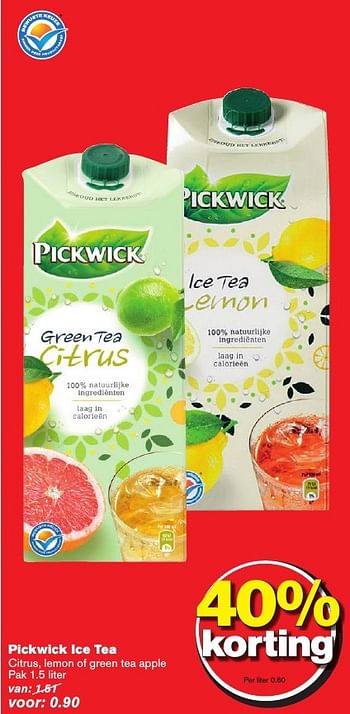 Aanbiedingen Pickwick ice tea - Pickwick - Geldig van 12/10/2016 tot 18/10/2016 bij Hoogvliet