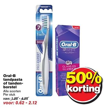 Aanbiedingen Oral-b tandpasta of tandenborstel - Oral-B - Geldig van 12/10/2016 tot 18/10/2016 bij Hoogvliet