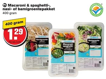Aanbiedingen Macaroni + spaghetti, nasi of bamigroentepakket - Huismerk - Hoogvliet - Geldig van 12/10/2016 tot 18/10/2016 bij Hoogvliet
