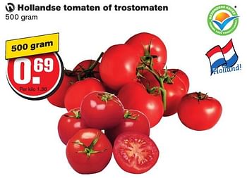 Aanbiedingen Hollandse tomaten of trostomaten - Huismerk - Hoogvliet - Geldig van 12/10/2016 tot 18/10/2016 bij Hoogvliet