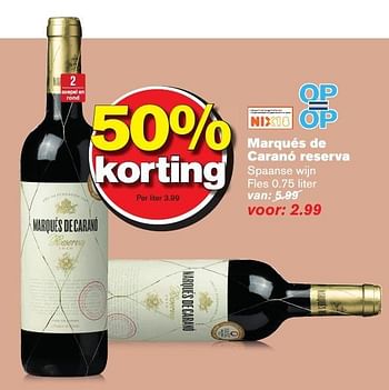 Aanbiedingen Marqués de caranó reserva - Rode wijnen - Geldig van 12/10/2016 tot 18/10/2016 bij Hoogvliet