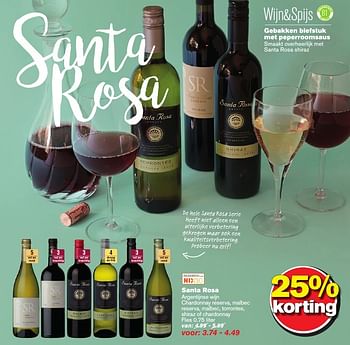 Aanbiedingen Santa rosa - Rode wijnen - Geldig van 12/10/2016 tot 18/10/2016 bij Hoogvliet