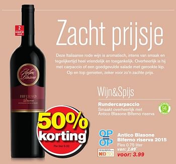 Aanbiedingen Antico blasone biferno riserva 2015 - Rode wijnen - Geldig van 12/10/2016 tot 18/10/2016 bij Hoogvliet