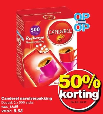 Aanbiedingen Canderel navulverpakking - Canderel - Geldig van 12/10/2016 tot 18/10/2016 bij Hoogvliet