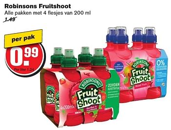 Aanbiedingen Robinsons fruitshoot - Robinsons - Geldig van 12/10/2016 tot 18/10/2016 bij Hoogvliet