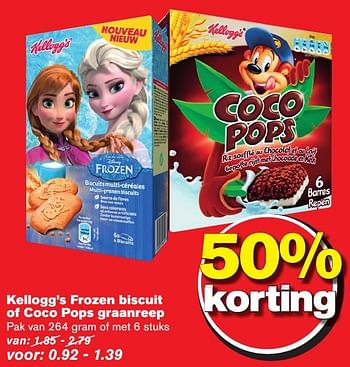 Aanbiedingen Kellogg`s frozen biscuit of coco pops graanreep - Kellogg's - Geldig van 12/10/2016 tot 18/10/2016 bij Hoogvliet