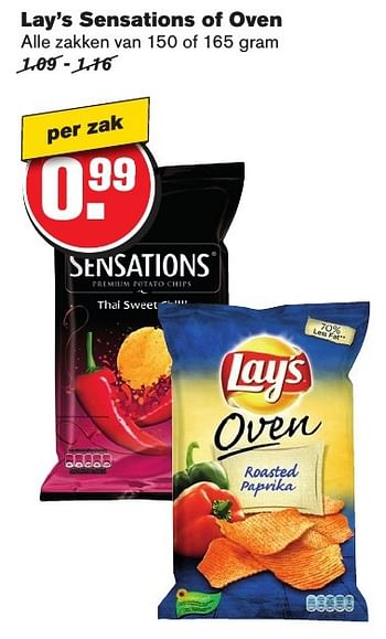 Aanbiedingen Lay`s sensations of oven - Lay's - Geldig van 12/10/2016 tot 18/10/2016 bij Hoogvliet