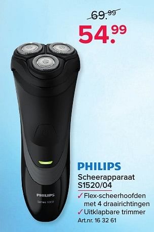 Aanbiedingen Philips scheerapparaat s1520-04 - Philips - Geldig van 03/10/2016 tot 16/10/2016 bij Kijkshop