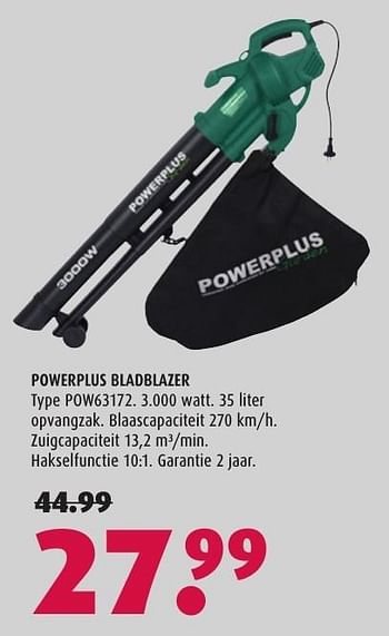 Aanbiedingen Powerplus bladblazer pow63172 - Powerplus - Geldig van 03/10/2016 tot 16/10/2016 bij Hubo