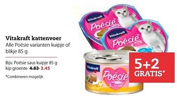 Aanbiedingen Poésie saus kuipje kip groente - Vitakraft - Geldig van 03/10/2016 tot 16/10/2016 bij Pets Place