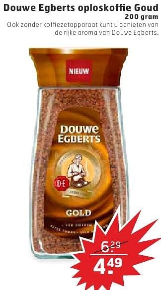 Aanbiedingen Douwe egberts oploskoffie goud - Douwe Egberts - Geldig van 11/10/2016 tot 16/10/2016 bij Trekpleister