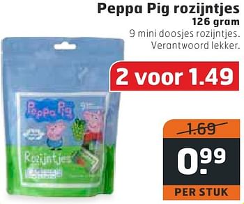 Aanbiedingen Peppa pig rozijntjes - Peppa  Pig - Geldig van 11/10/2016 tot 16/10/2016 bij Trekpleister