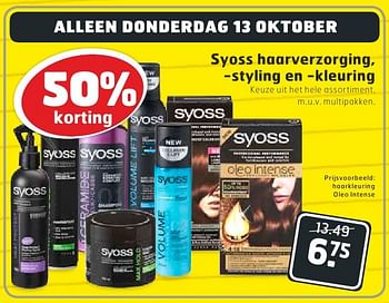 Aanbiedingen Syoss haarverzorging, -styling en -kleuring - Syoss - Geldig van 11/10/2016 tot 16/10/2016 bij Trekpleister