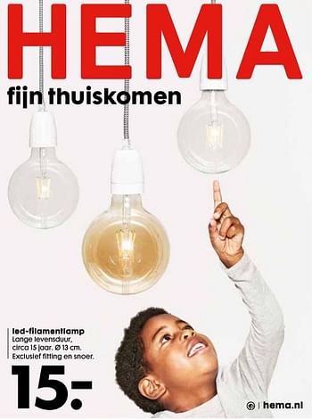 Aanbiedingen Led-filamentlamp - Huismerk - Hema - Geldig van 03/10/2016 tot 16/10/2016 bij Hema