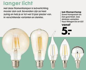 Aanbiedingen Led-filamentlamp - Huismerk - Hema - Geldig van 03/10/2016 tot 16/10/2016 bij Hema