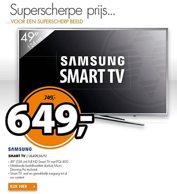 Aanbiedingen Samsung smart tv ue49k5670 - Samsung - Geldig van 10/10/2016 tot 16/10/2016 bij Expert