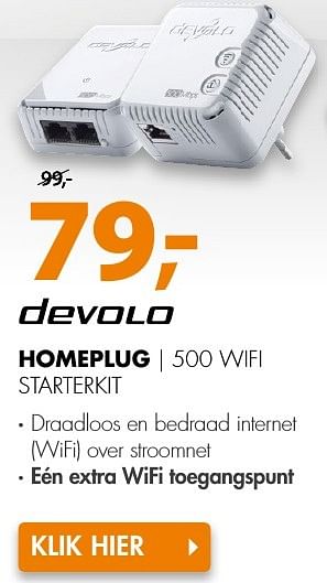Aanbiedingen Devolo homeplug 500 wifi starterkit - Devolo - Geldig van 10/10/2016 tot 16/10/2016 bij Expert