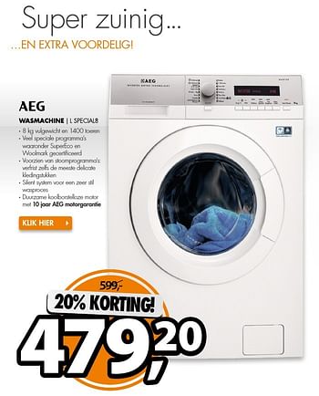 Aanbiedingen Aeg wasmachine l special8 - AEG - Geldig van 10/10/2016 tot 16/10/2016 bij Expert