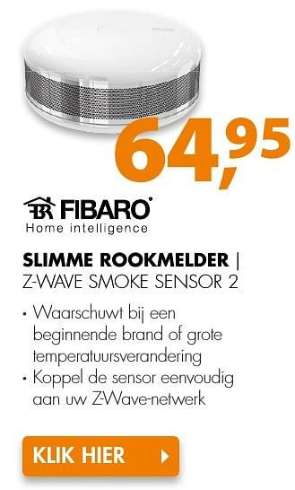 Aanbiedingen Fibaro slimme rookmelder z-wave smoke sensor 2 - Fibaro - Geldig van 10/10/2016 tot 16/10/2016 bij Expert