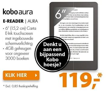 Aanbiedingen Kobo e-reader aura - Kobo - Geldig van 10/10/2016 tot 16/10/2016 bij Expert