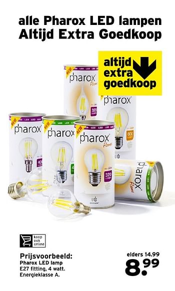 Aanbiedingen Pharox led lampen altijd extra goedkoop - Huismerk - Gamma - Geldig van 10/10/2016 tot 16/10/2016 bij Gamma