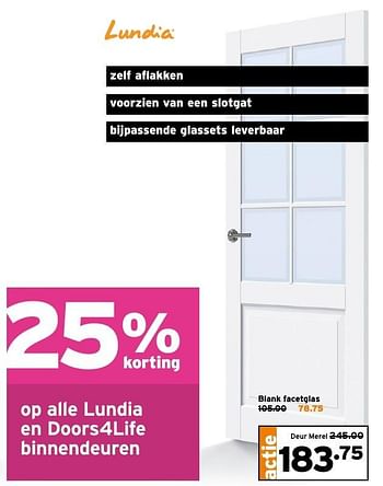 Aanbiedingen Lundia blank facetglas - Lundia - Geldig van 10/10/2016 tot 16/10/2016 bij Gamma