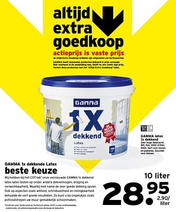 Aanbiedingen Gamma latex 1x dekkend - Huismerk - Gamma - Geldig van 10/10/2016 tot 16/10/2016 bij Gamma