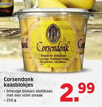 Aanbiedingen Corsendonk kaasblokjes - Corsendonck - Geldig van 10/10/2016 tot 16/10/2016 bij Lidl