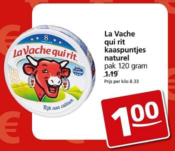 Aanbiedingen La vache qui rit kaaspuntjes naturel - La Vache Qui Rit - Geldig van 10/10/2016 tot 16/10/2016 bij Jan Linders