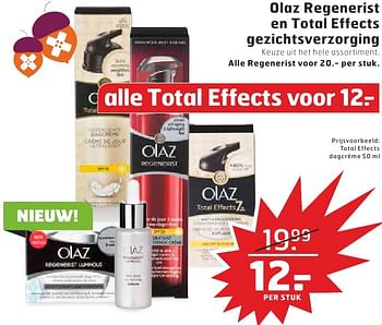 Aanbiedingen Olaz regenerist en total effects dagcrème - Olaz - Geldig van 11/10/2016 tot 16/10/2016 bij Trekpleister