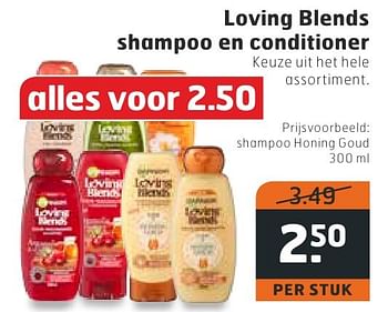 Aanbiedingen Loving blends shampoo honing goud - Garnier - Geldig van 11/10/2016 tot 16/10/2016 bij Trekpleister