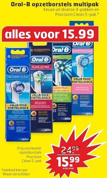 Aanbiedingen Oral-b opzetborstels precision clean 5-pak - Oral-B - Geldig van 11/10/2016 tot 16/10/2016 bij Trekpleister