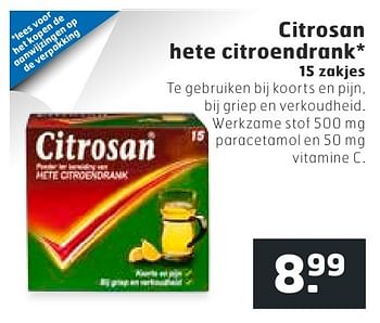 Aanbiedingen Citrosan hete citroendrank - Citrosan - Geldig van 11/10/2016 tot 16/10/2016 bij Trekpleister