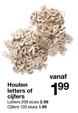 Aanbiedingen Houten letters of cijfers - Huismerk - Zeeman  - Geldig van 15/10/2016 tot 21/10/2016 bij Zeeman