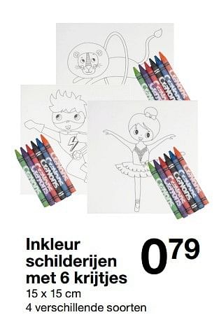 Aanbiedingen Inkleur schilderijen met 6 krijtjes - Huismerk - Zeeman  - Geldig van 15/10/2016 tot 21/10/2016 bij Zeeman