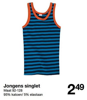 Aanbiedingen Jongens singlet - Huismerk - Zeeman  - Geldig van 15/10/2016 tot 21/10/2016 bij Zeeman