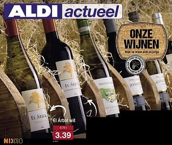 Aanbiedingen El árbol wit - Witte wijnen - Geldig van 12/10/2016 tot 18/10/2016 bij Aldi