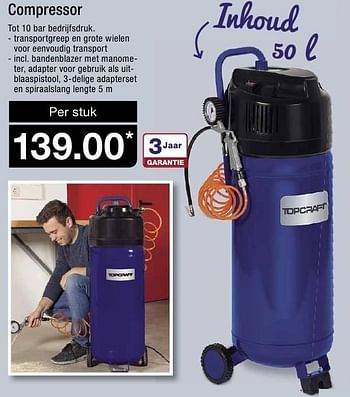 Aanbiedingen Top craft compressor - Top Craft - Geldig van 12/10/2016 tot 18/10/2016 bij Aldi