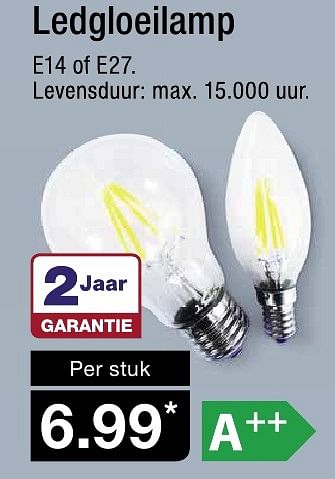 Aanbiedingen Ledgloeilamp e14 of e27 - Huismerk - Aldi - Geldig van 12/10/2016 tot 18/10/2016 bij Aldi