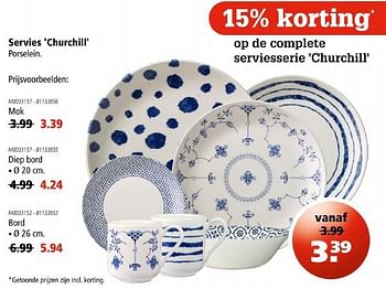 Aanbiedingen Serviesserie churchill mok - Huismerk - Marskramer - Geldig van 07/10/2016 tot 19/10/2016 bij Marskramer