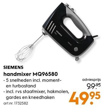 Aanbiedingen Siemens handmixer mq96580 - Siemens - Geldig van 10/10/2016 tot 19/10/2016 bij Blokker