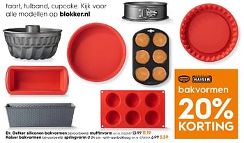 Aanbiedingen Dr. oetker siliconen bakvormen muffinvorm - Huismerk - Blokker - Geldig van 10/10/2016 tot 19/10/2016 bij Blokker