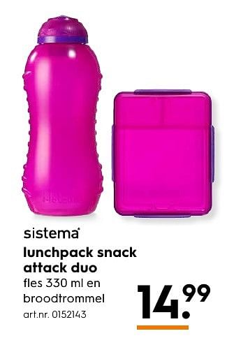 Aanbiedingen Lunchpack snack attack duo - Sistema - Geldig van 10/10/2016 tot 19/10/2016 bij Blokker